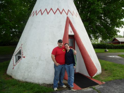 My wife and I at Wigwam Village near Mammoth Caves