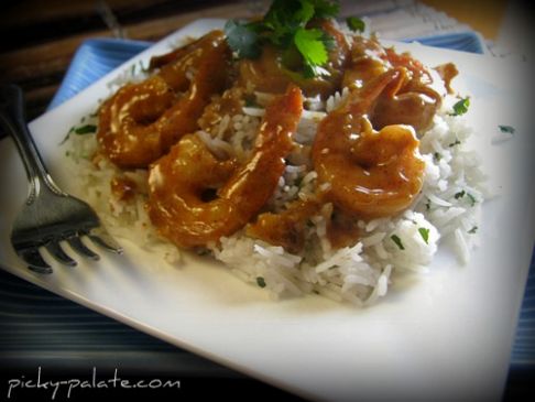 Image of Sweet And Spicy Almond Glazed Shrimp Over Brown Rice, Spark Recipes