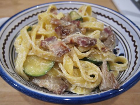 Squash, Bacon & Goat Cheese Pasta