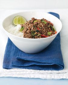 Image of Thai Beef With Chiles And Basil Over Coconut Rice, Spark Recipes
