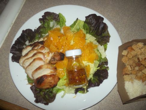 Salad with Chicken, Orange, Wheat Croutons, Parmesan & Cinaigrette
