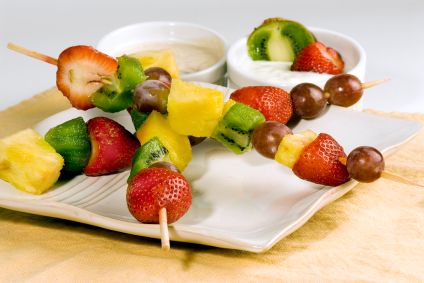 Fruit Kebabs with Coconut Yogurt