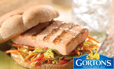 Classic Grilled Salmon Burgers with Sesame Ginger Slaw from Gorton'sŪ