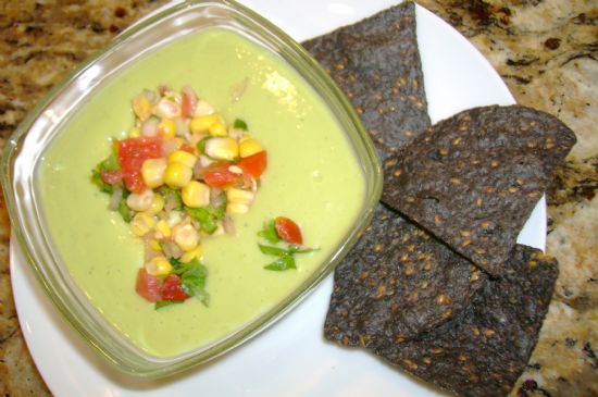 Image of Chilled Avocado And Buttermilk Soup With Corn Salsa, Spark Recipes