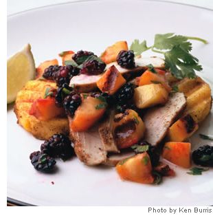 Image of Grilled Chicken & Polenta With Nectarine-blackberry Salsa, Spark Recipes