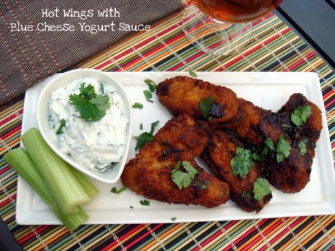 Image of Hot Wings With Blue Cheese Yogurt Sauce, Spark Recipes