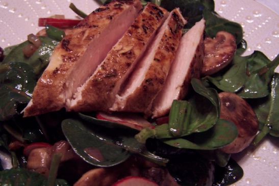 Image of Balsamic Chicken On Spinach Salad With Warm Shallot Dressing, Spark Recipes