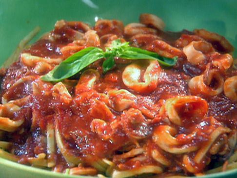 Image of Calamari With Garlic, Parmesan & Tomatoes Over Pasta, Spark Recipes