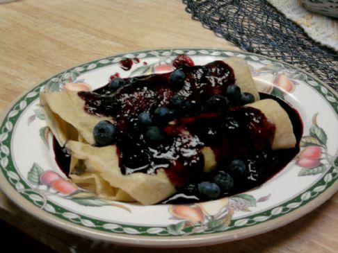 Image of Crepes With Cottage Cheese Blueberry-vanilla Filling And Blueberry Sauce, Spark Recipes