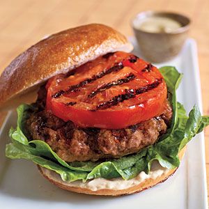 Image of Cooking Light - Garlic Thyme Burgers With Grilled Tomato, Spark Recipes