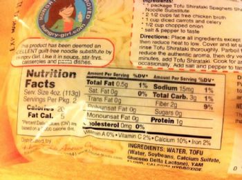 shirataki noodles nutrition facts