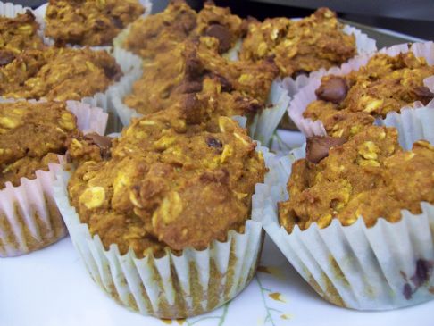 Image of Oatmeal Dark Chocolate Chip Pumpkin Muffins, Spark Recipes