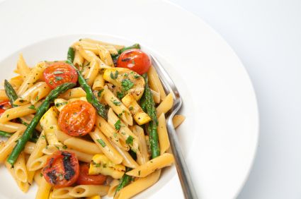 Garlic Asparagus and Pasta with Lemon Cream